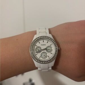 Fossil White Watch with Crystal Accents